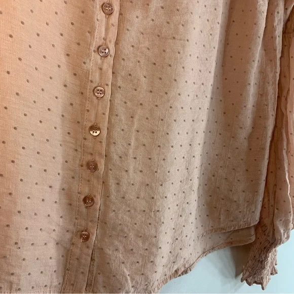 Zara Sheer Blush Pink Polka Dot Blouse with Neck Tie, Size S - Picture 7 of 8